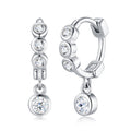 Gocciolina Moissanite Drop Huggie Hoop Earrings in Sterling Silver