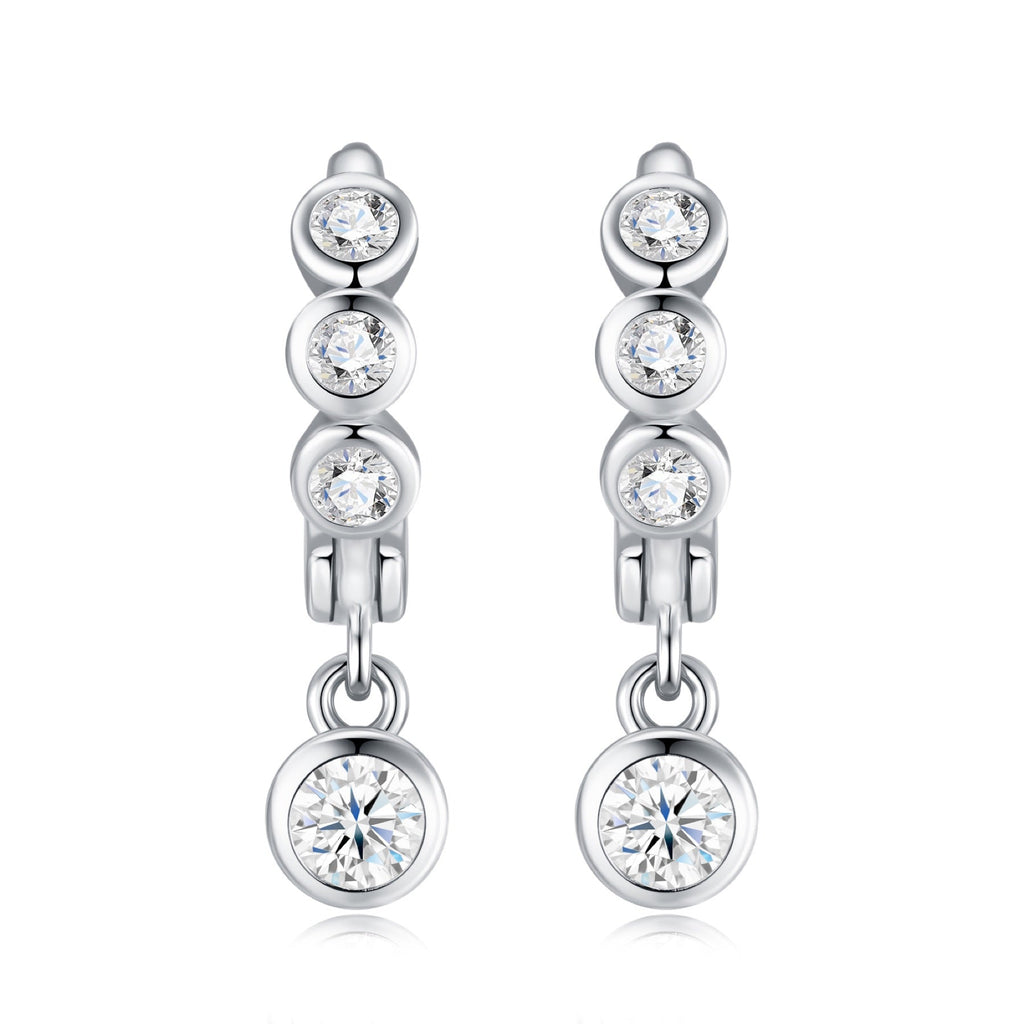 Gocciolina Moissanite Drop Huggie Hoop Earrings in Sterling Silver
