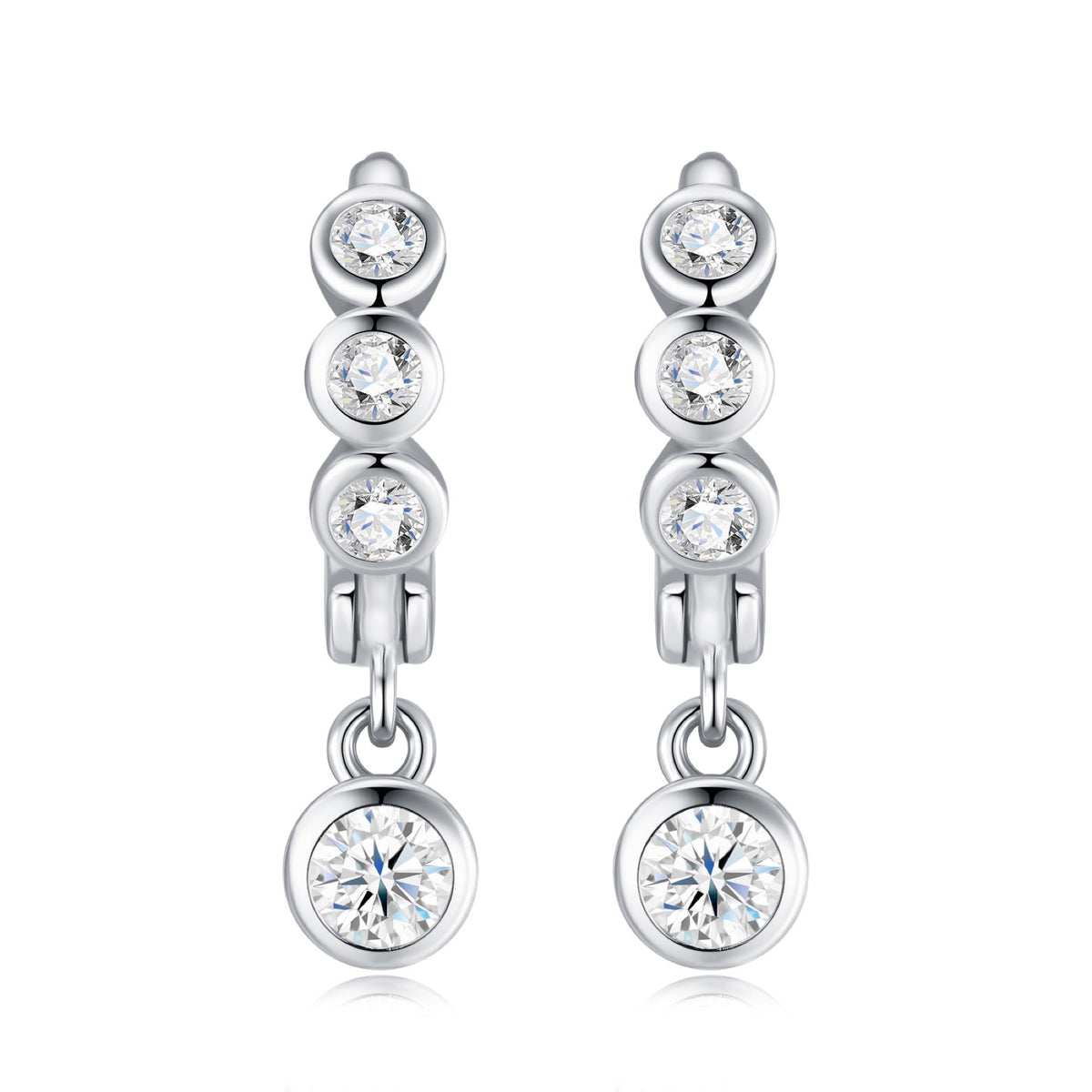 Gocciolina Moissanite Drop Huggie Hoop Earrings in Sterling Silver