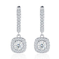 Quadrogoccia Moissanite Drop Huggie Hoop Earrings in Sterling Silver