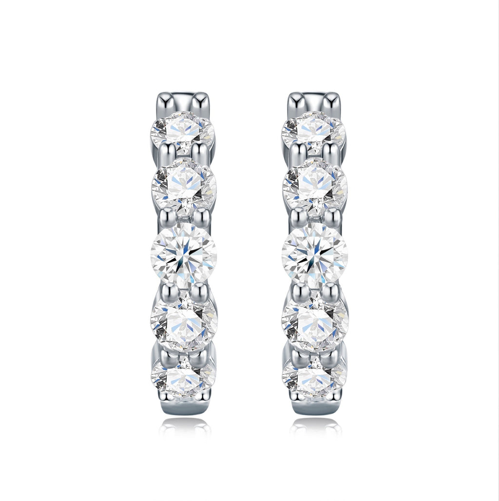 Perlage Moissanite Huggie Hoop Earrings in Sterling Silver