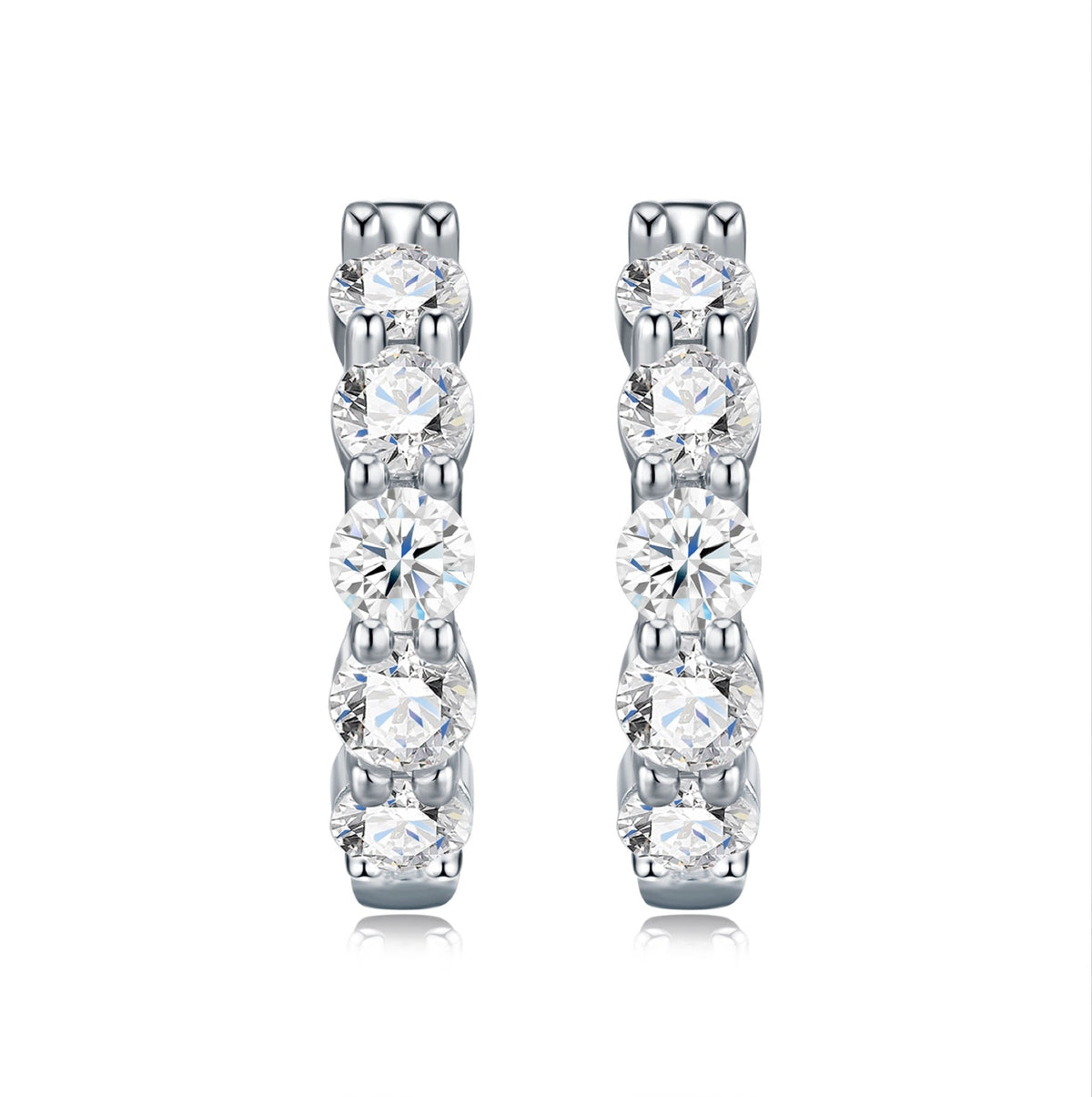 Perlage Moissanite Huggie Hoop Earrings in Sterling Silver