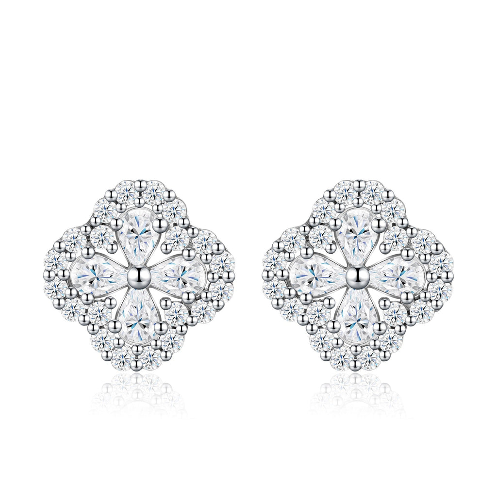 Fiordaliso Moissanite Flower Stud Earrings in Sterling Silver
