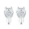 Volpina Moissanite Fox Stud Earrings in Sterling Silver
