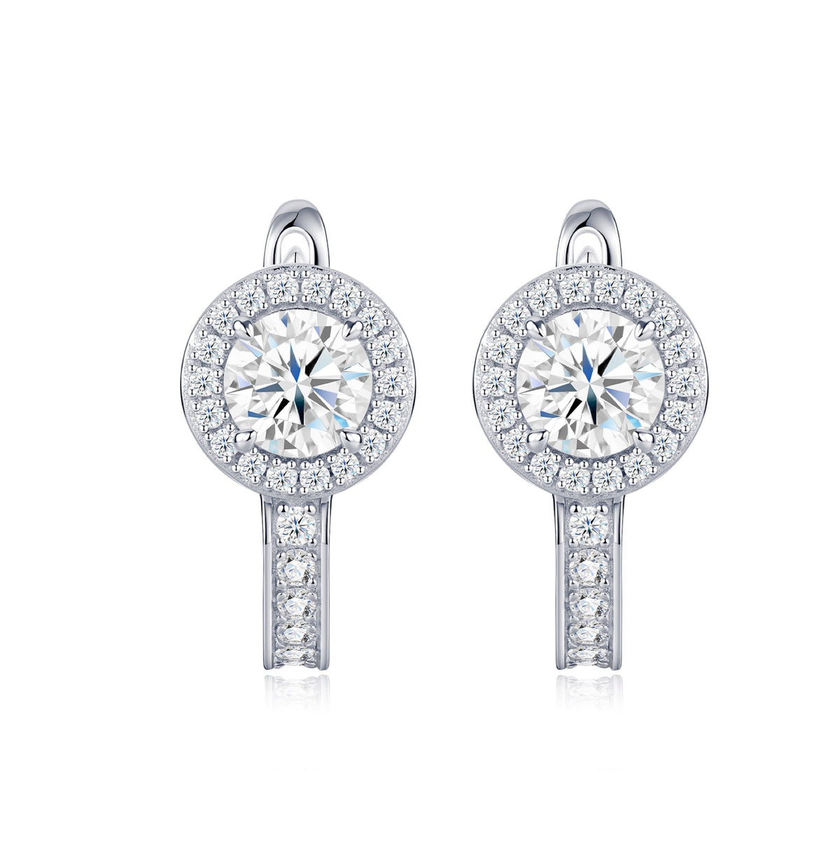 Aloetta Moissanite Drop Huggie Hoop Earrings in Sterling Silver