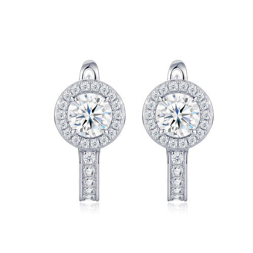 Aloetta Moissanite Drop Huggie Hoop Earrings in Sterling Silver