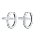 Crocellina Moissanite Huggie Hoop Earrings in Sterling Silver