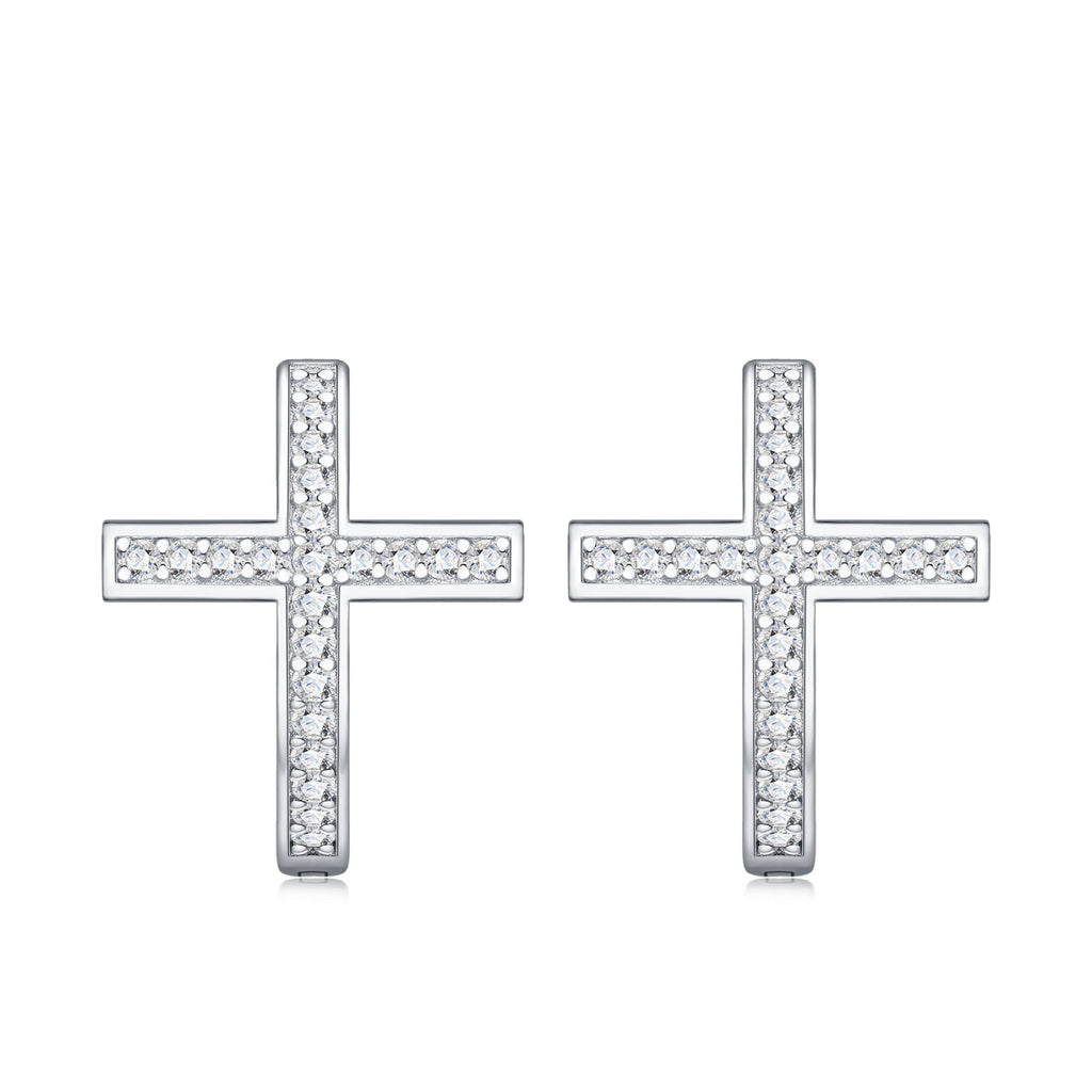Crocellina Moissanite Huggie Hoop Earrings in Sterling Silver