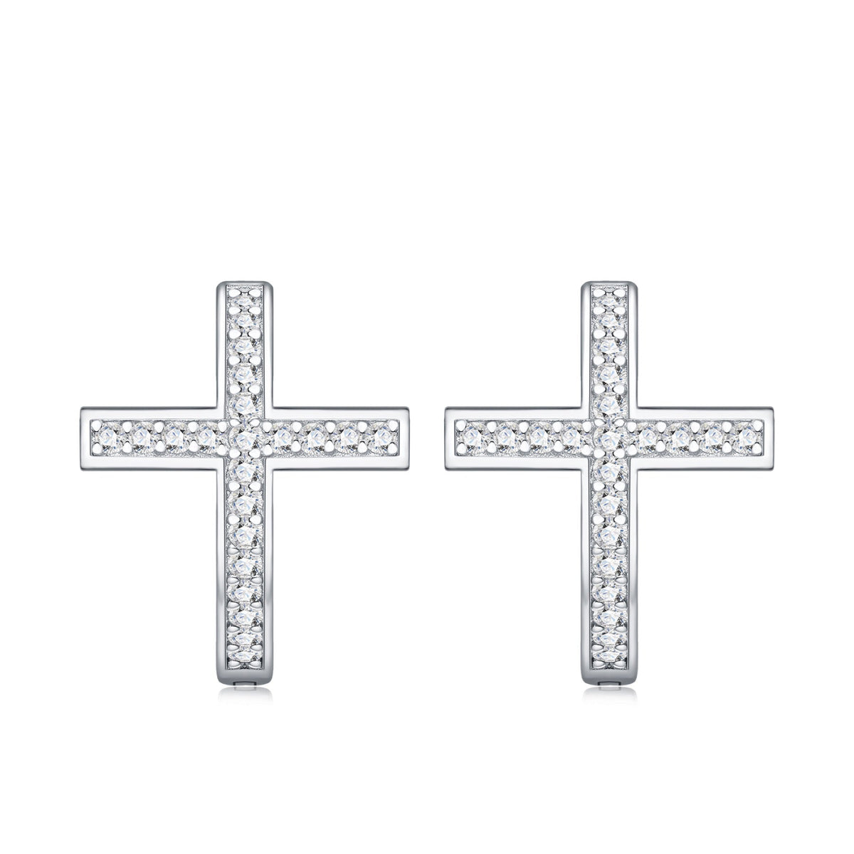 Crocellina Moissanite Huggie Hoop Earrings in Sterling Silver