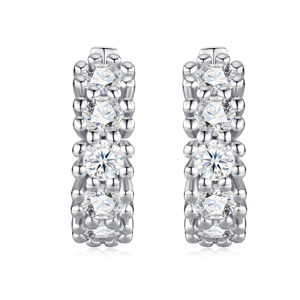 Degrade Moissanite Huggie Hoop Earrings in Sterling Silver