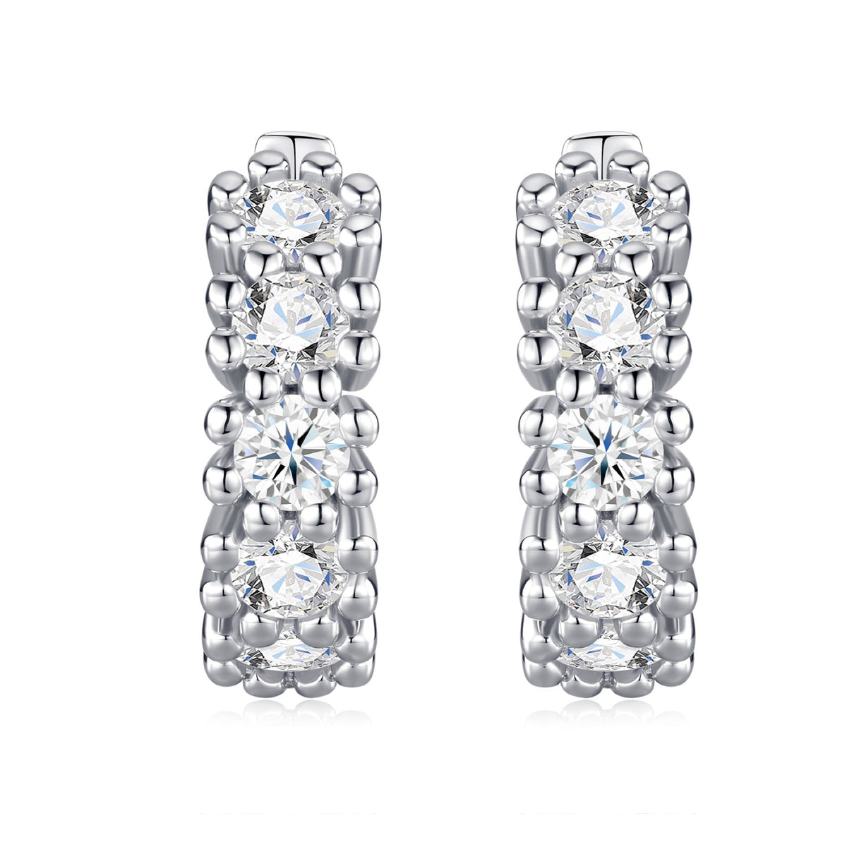 Degrade Moissanite Huggie Hoop Earrings in Sterling Silver