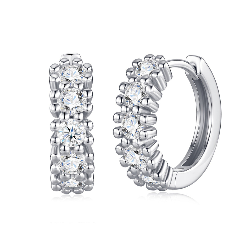 Degrade Moissanite Huggie Hoop Earrings in Sterling Silver