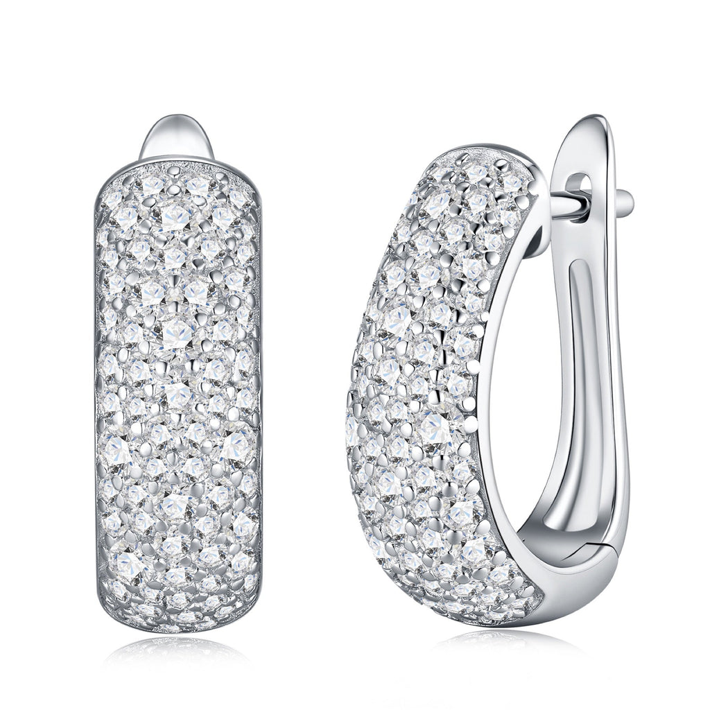 Ampia Moissanite Huggie Hoop Earrings in Sterling Silver