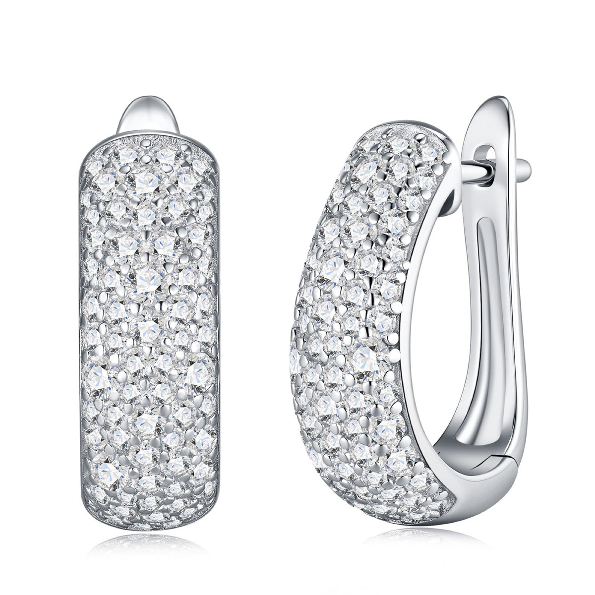 Ampia Moissanite Huggie Hoop Earrings in Sterling Silver