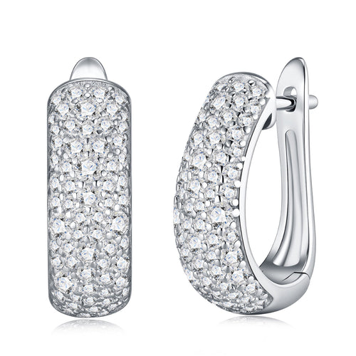 Ampia Moissanite Huggie Hoop Earrings in Sterling Silver