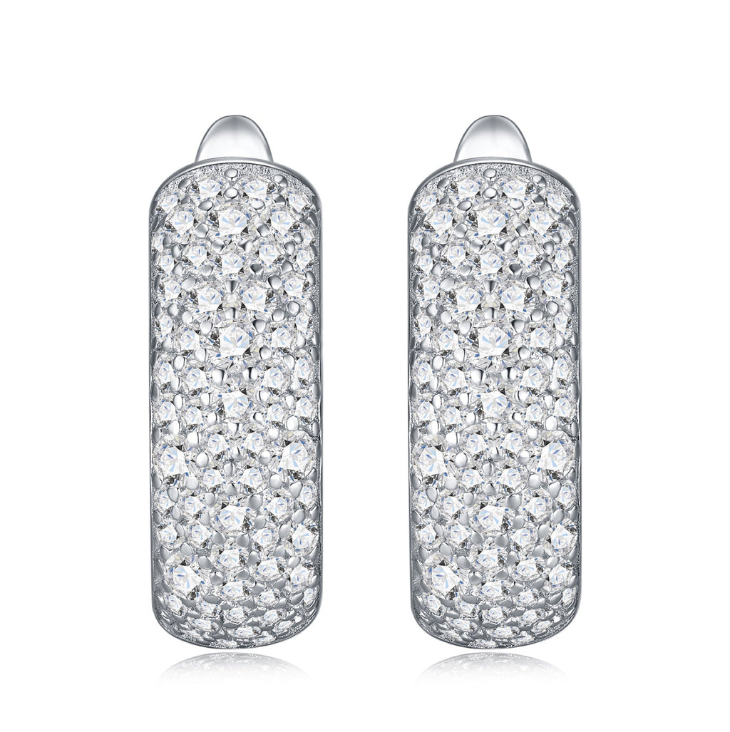 Ampia Moissanite Huggie Hoop Earrings in Sterling Silver