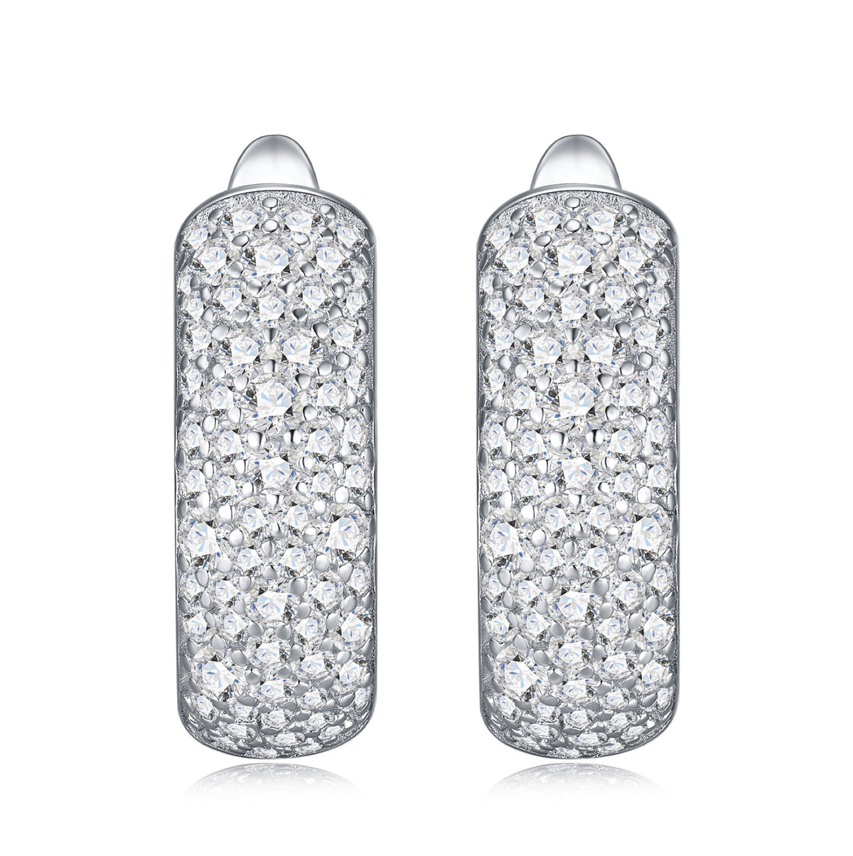 Ampia Moissanite Huggie Hoop Earrings in Sterling Silver