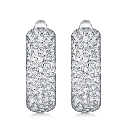 Ampia Moissanite Huggie Hoop Earrings in Sterling Silver