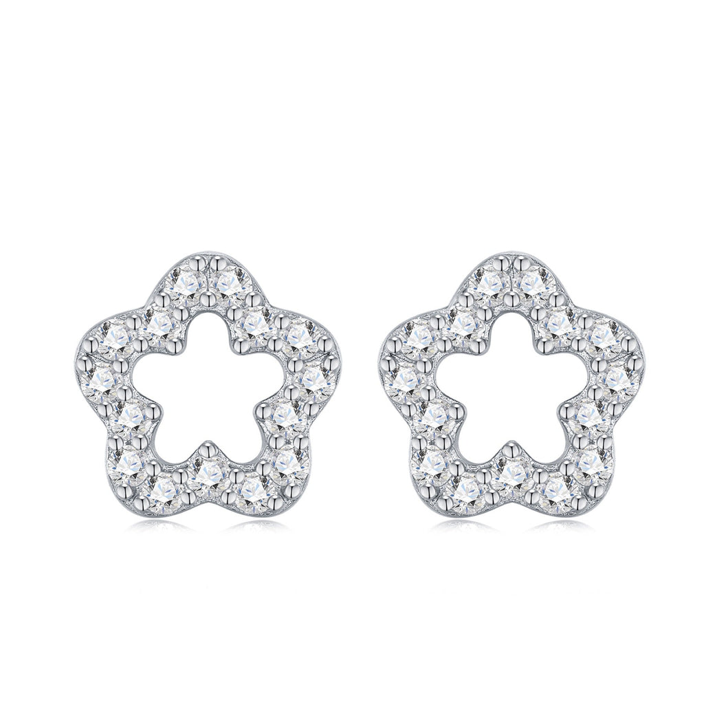 Fiorellino Moissanite Flower Stud Earrings in Sterling Silver