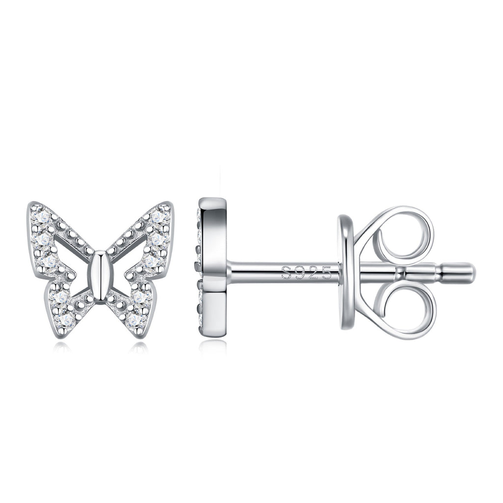 Farfalla Moissanite Butterfly Stud Earrings in Sterling Silver