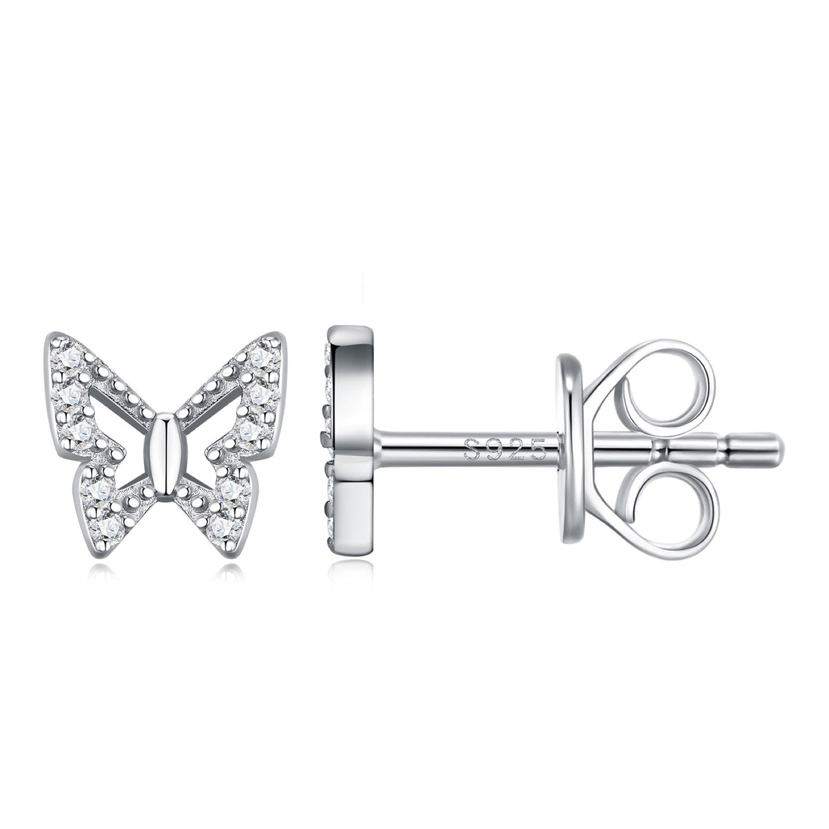 Farfalla Moissanite Butterfly Stud Earrings in Sterling Silver