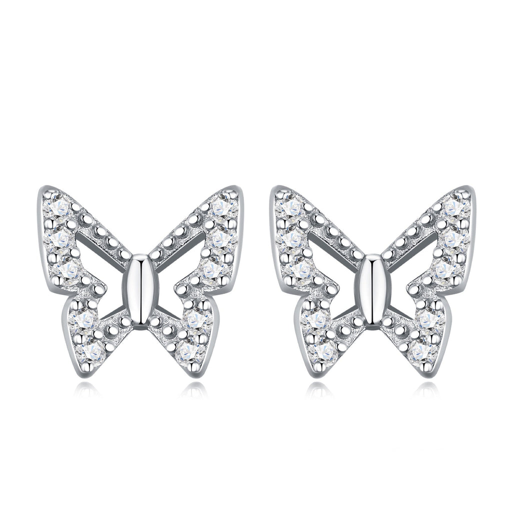 Farfalla Moissanite Butterfly Stud Earrings in Sterling Silver