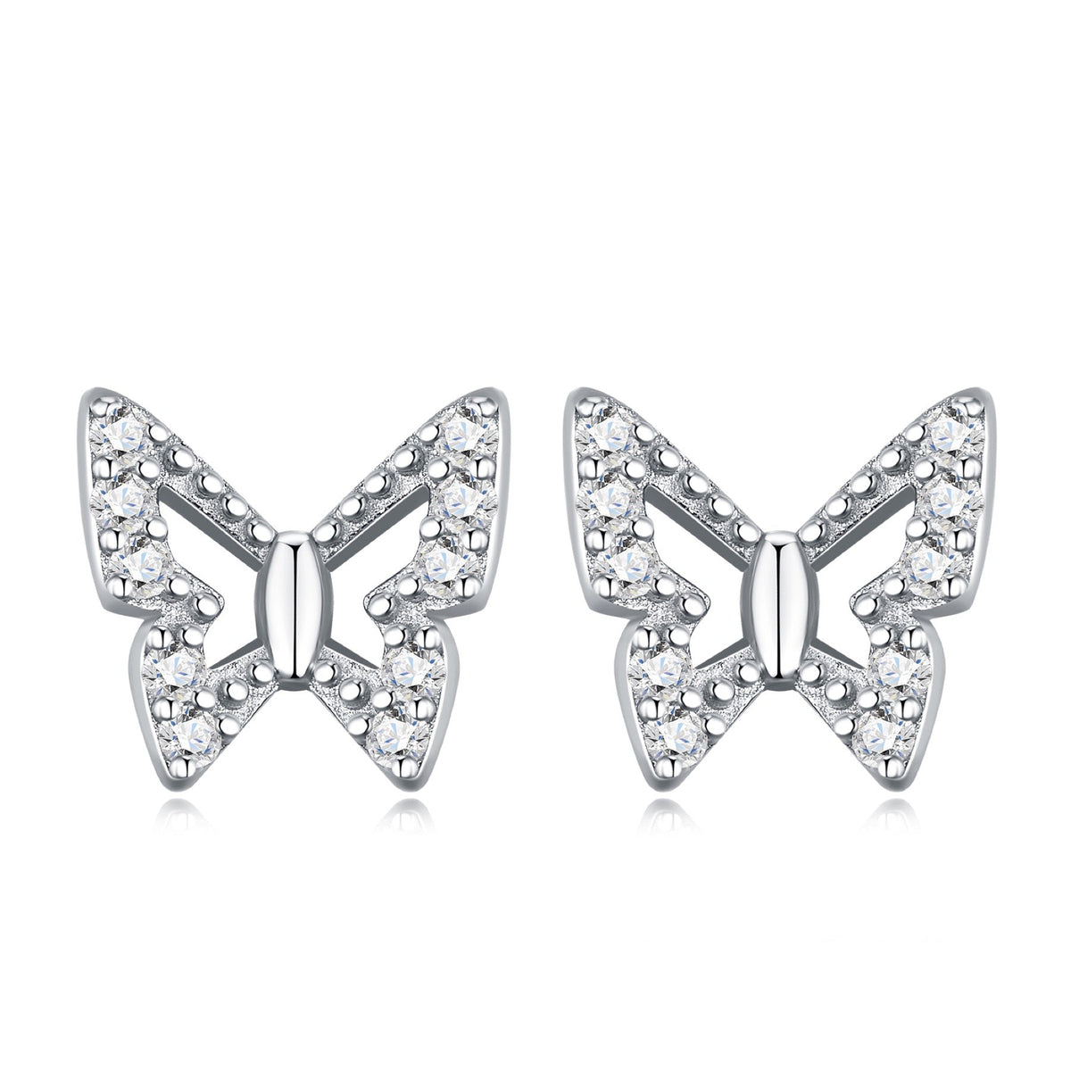 Farfalla Moissanite Butterfly Stud Earrings in Sterling Silver
