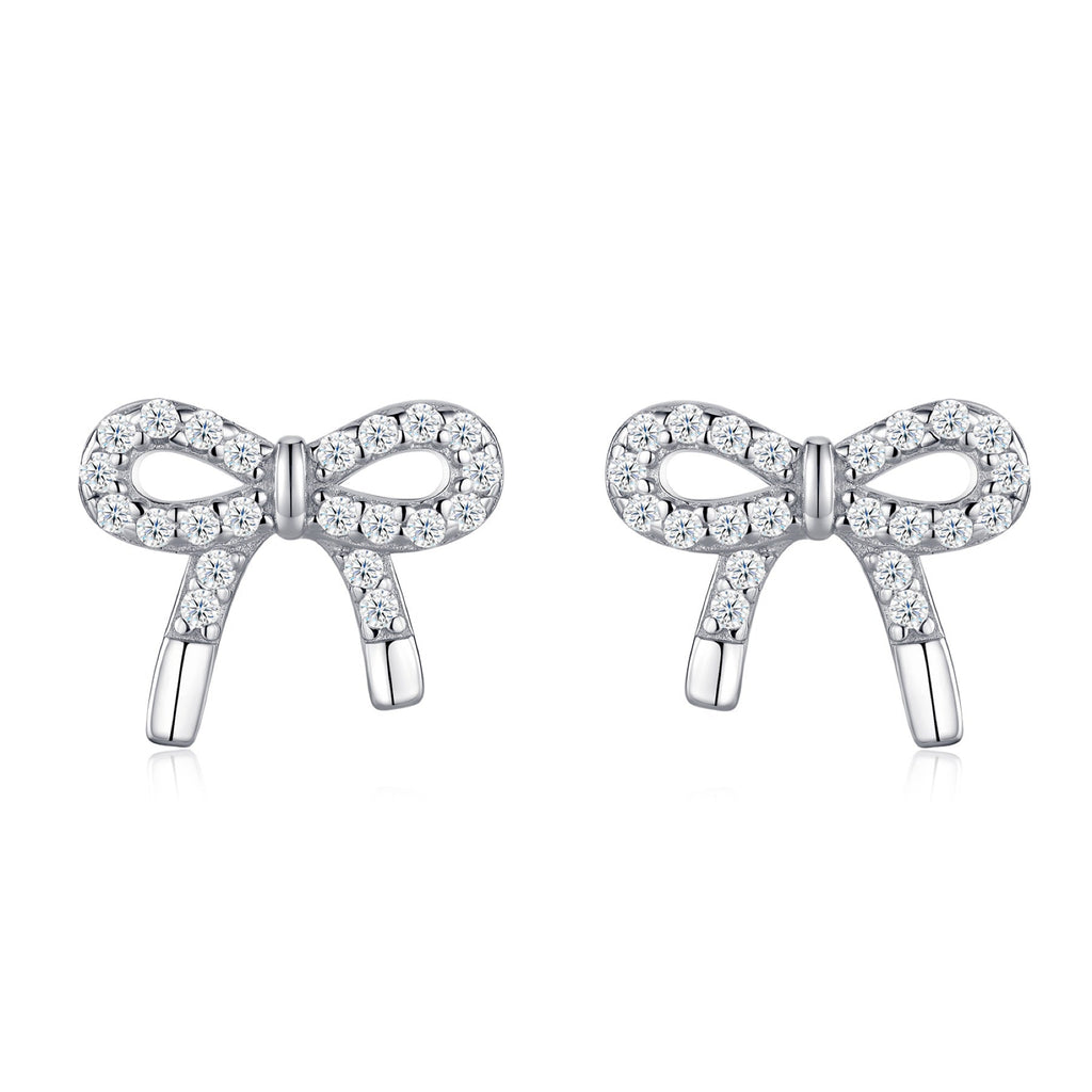 Fioccobag Moissanite Bow Stud Earrings in Sterling Silver