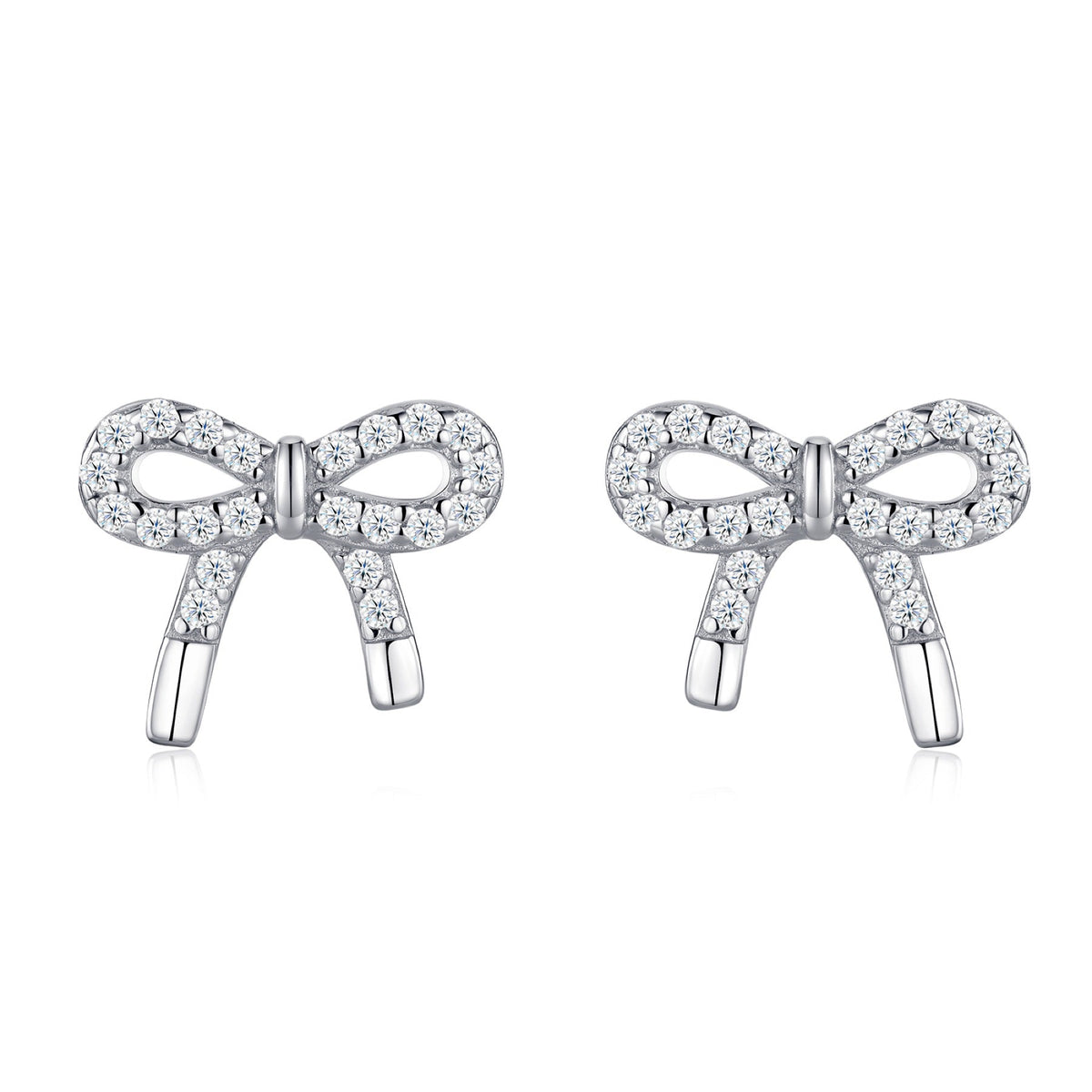 Fioccobag Moissanite Bow Stud Earrings in Sterling Silver
