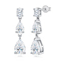 Doppiapera Pear-Cut Moissanite Drop Earrings in Sterling Silver