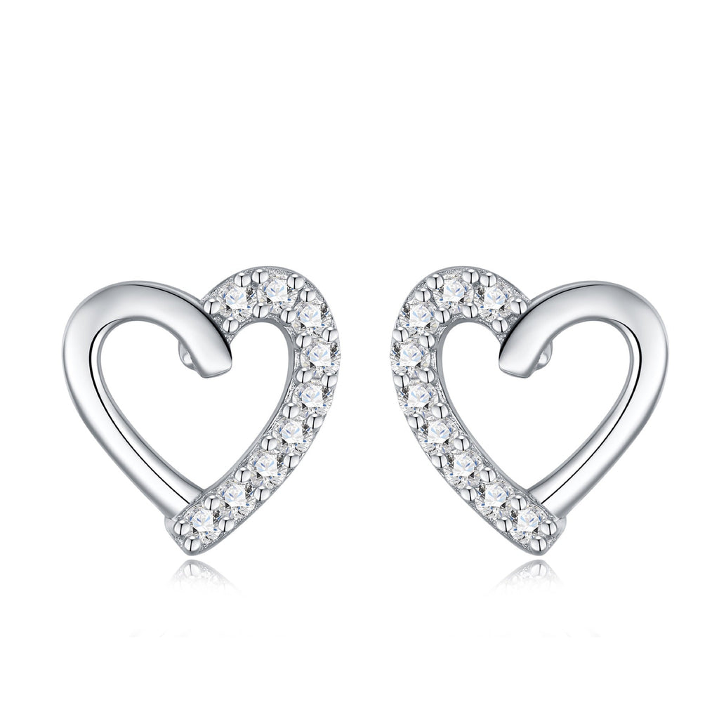 Cuoraperto Moissanite Heart Stud Earrings in Sterling Silver