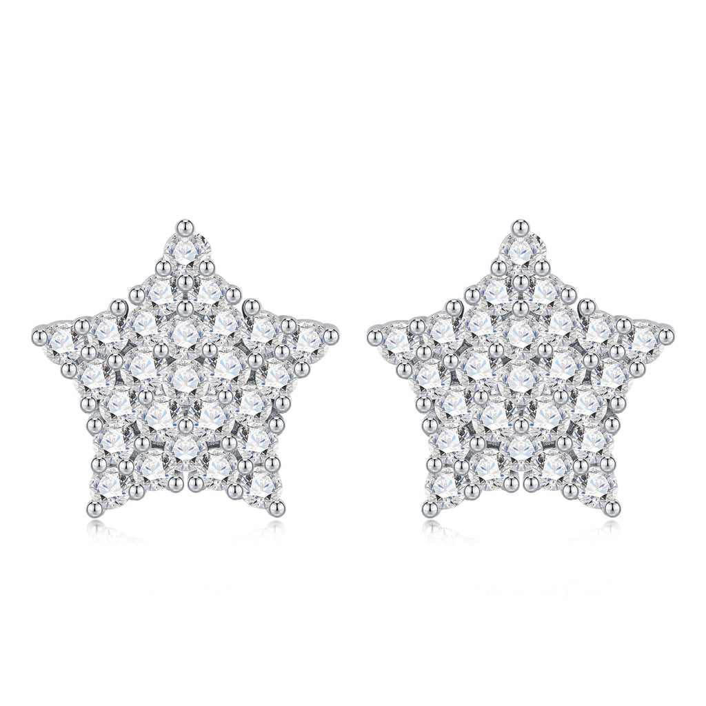 Stellina Moissanite Star Stud Earrings in Sterling Silver