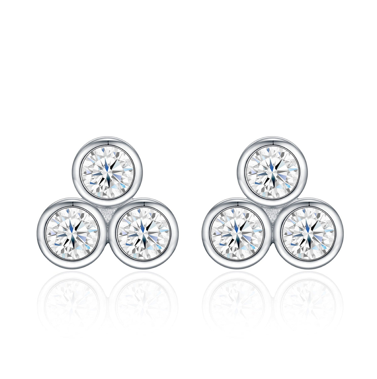 Trebolle Moissanite Cluster Stud Earrings in Sterling Silver