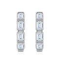 Baguetta Moissanite Huggie Hoop Earrings in Sterling Silver