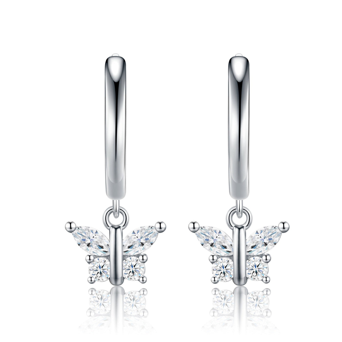 Farfallina Moissanite Butterfly Drop Earrings in Sterling Silver