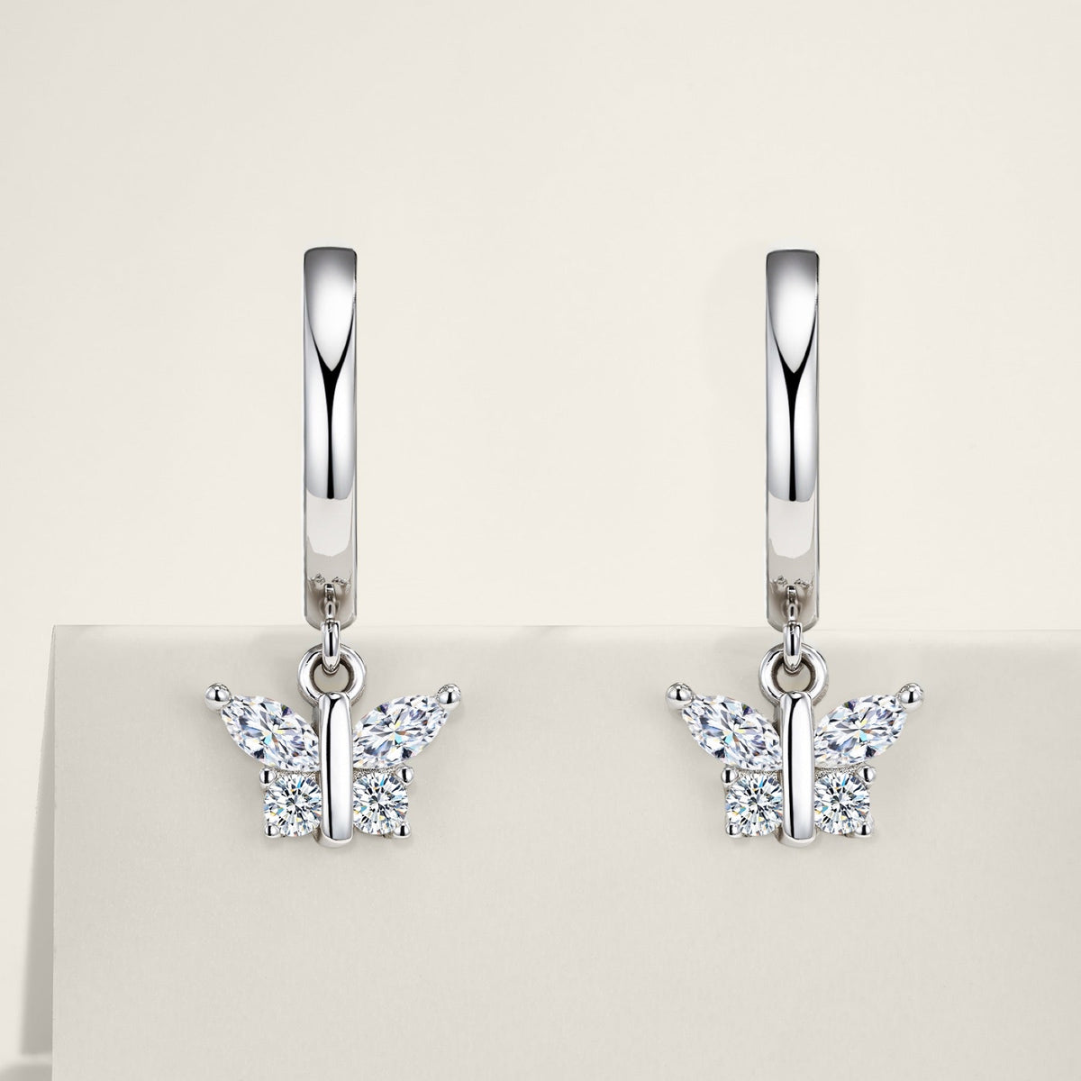 Farfallina Moissanite Butterfly Drop Earrings in Sterling Silver