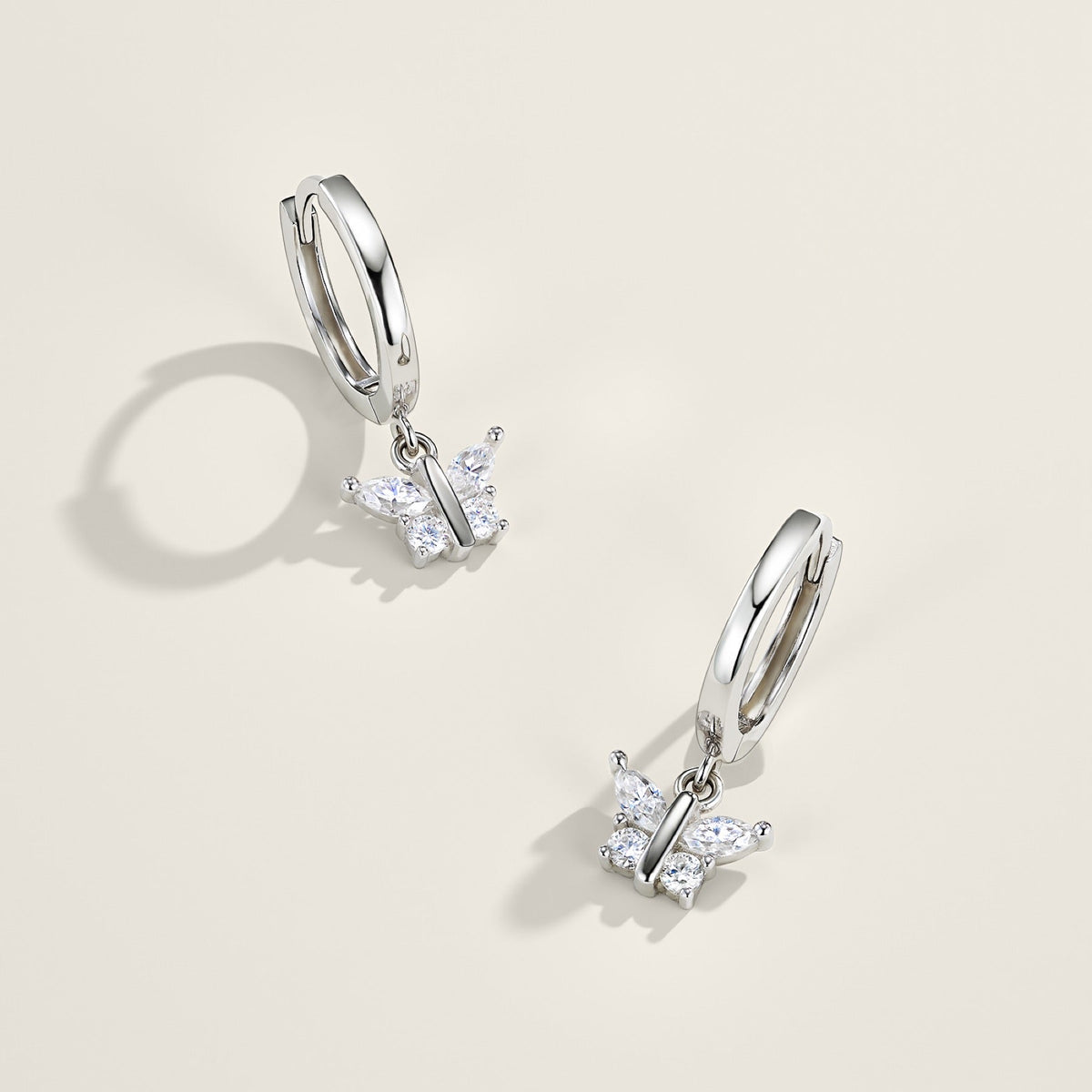 Farfallina Moissanite Butterfly Drop Earrings in Sterling Silver
