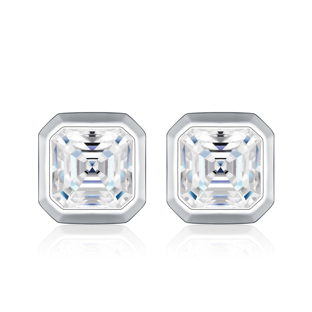 Ottavo Moissanite Stud Earrings in Sterling Silver