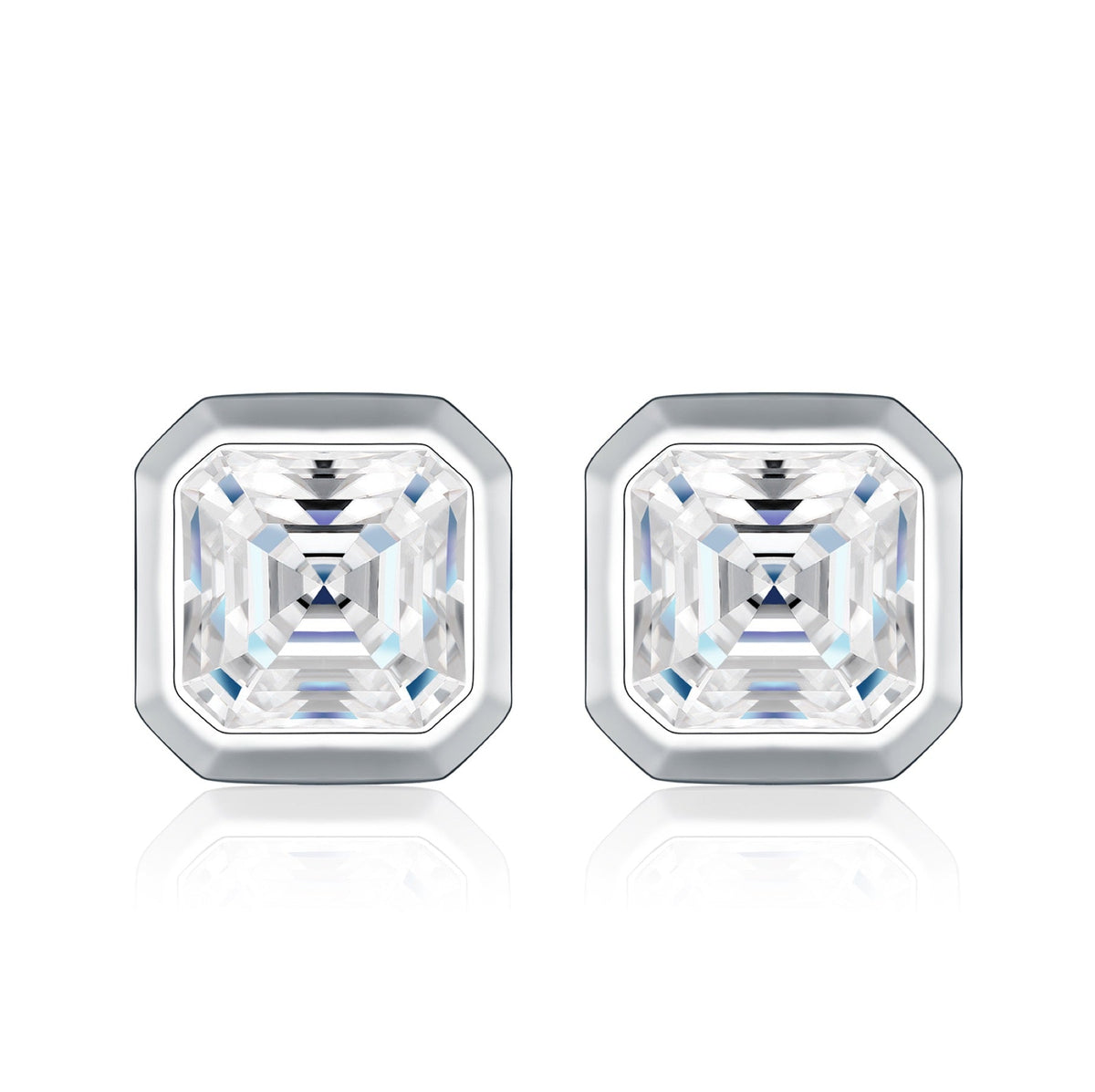 Ottavo Moissanite Stud Earrings in Sterling Silver