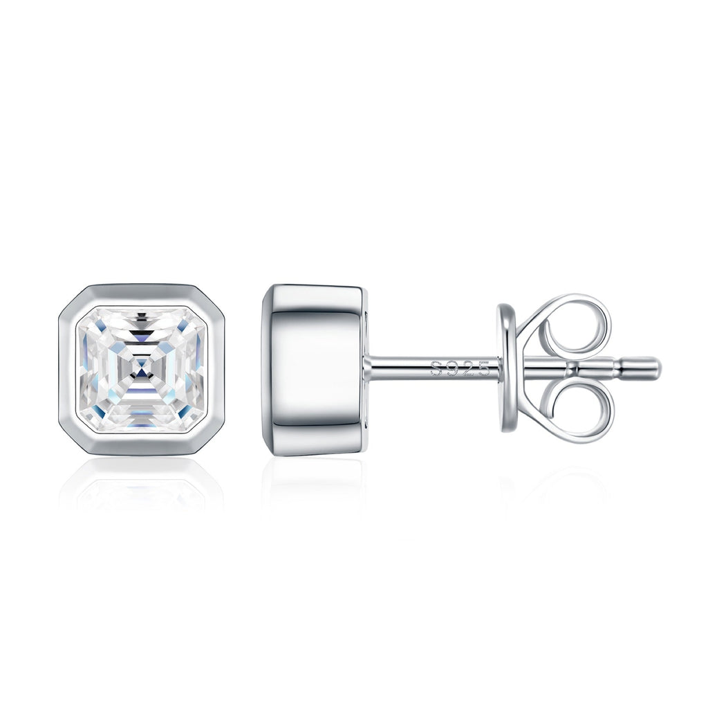 Ottavo Moissanite Stud Earrings in Sterling Silver