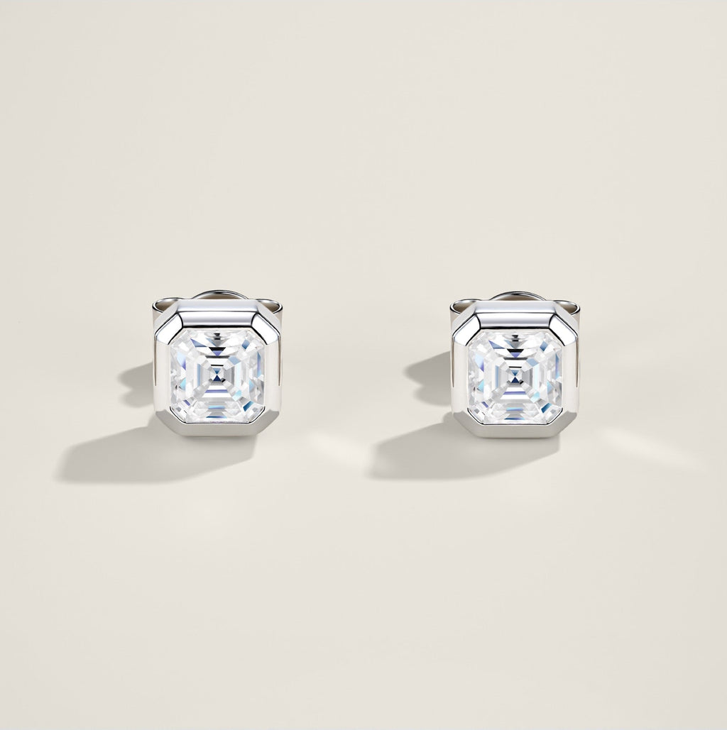 Ottavo Moissanite Stud Earrings in Sterling Silver
