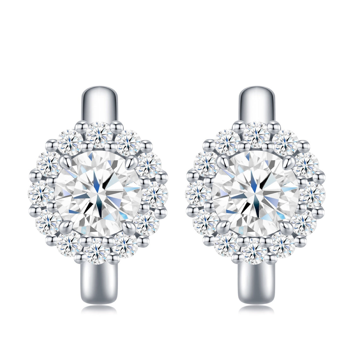 Aureolina Moissanite Drop Huggie Hoop Earrings in Sterling Silver