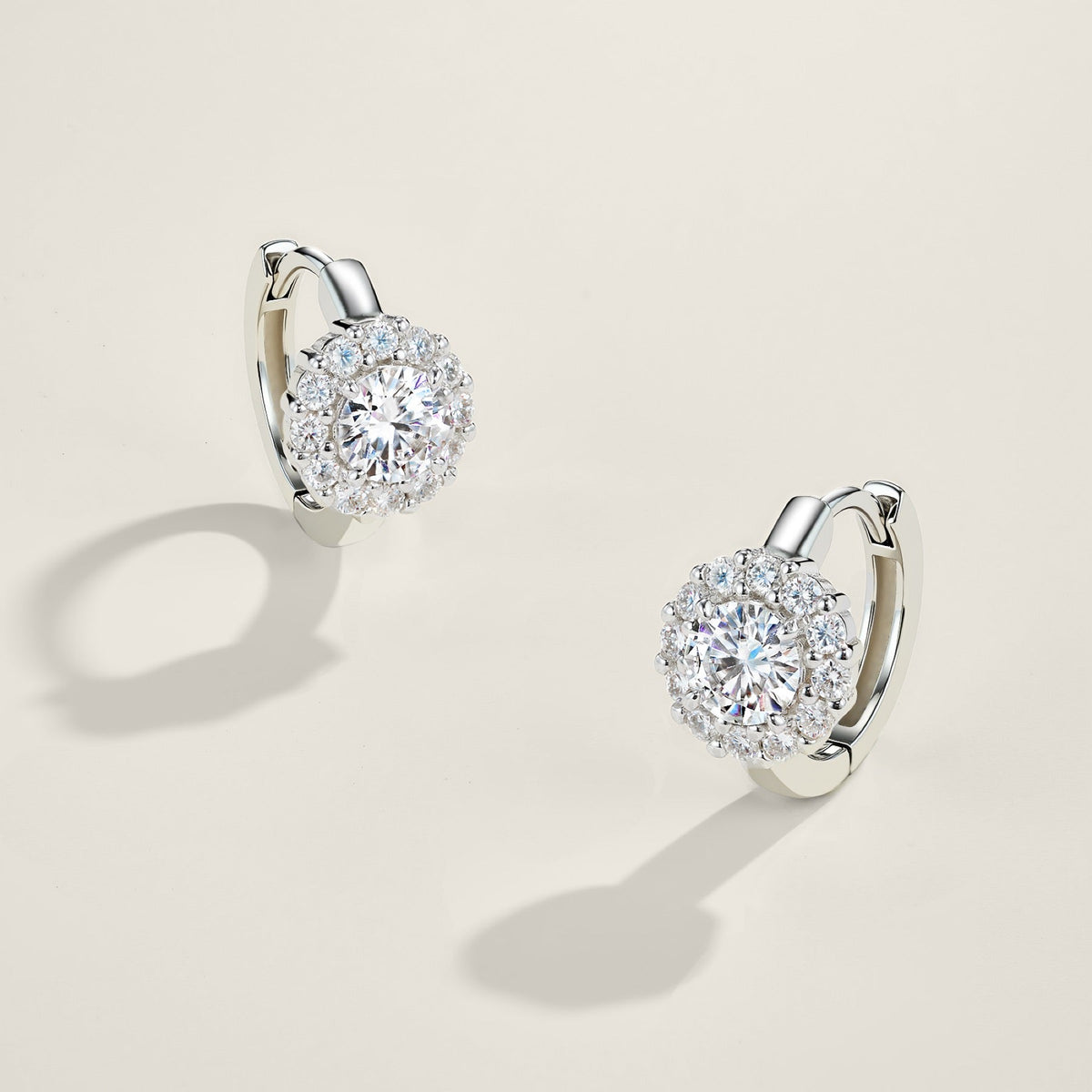 Aureolina Moissanite Drop Huggie Hoop Earrings in Sterling Silver