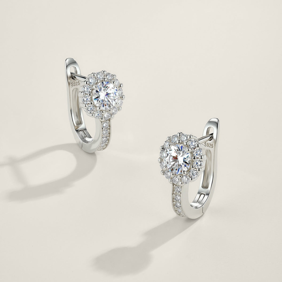 Aloella Moissanite Drop Huggie Hoop Earrings in Sterling Silver