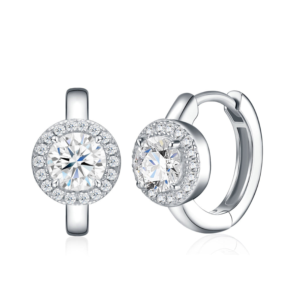 Radiosa Moissanite Drop Huggie Hoop Earrings in Sterling Silver