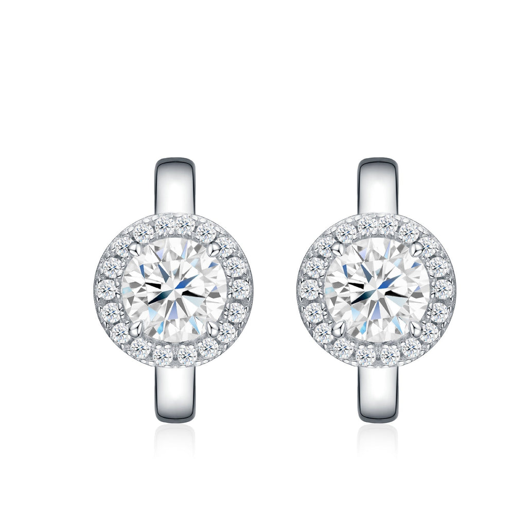 Radiosa Moissanite Drop Huggie Hoop Earrings in Sterling Silver