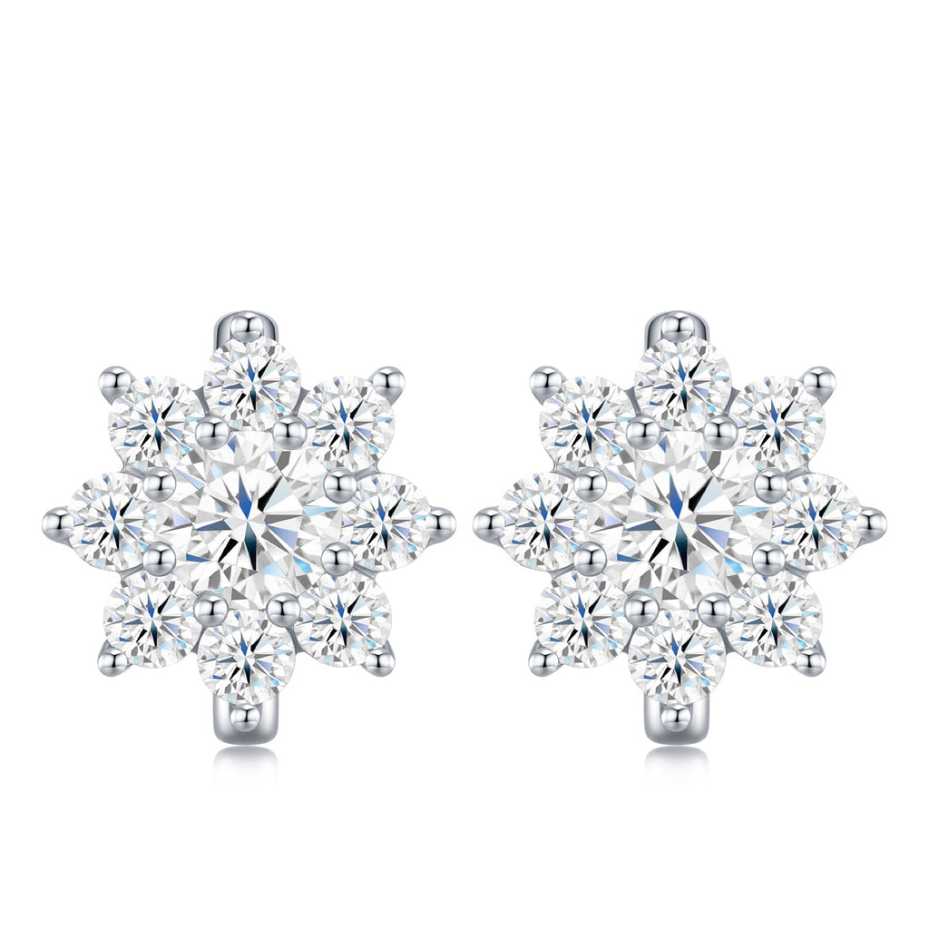 Fioccodineve Moissanite Flower Stud Earrings in Sterling Silver