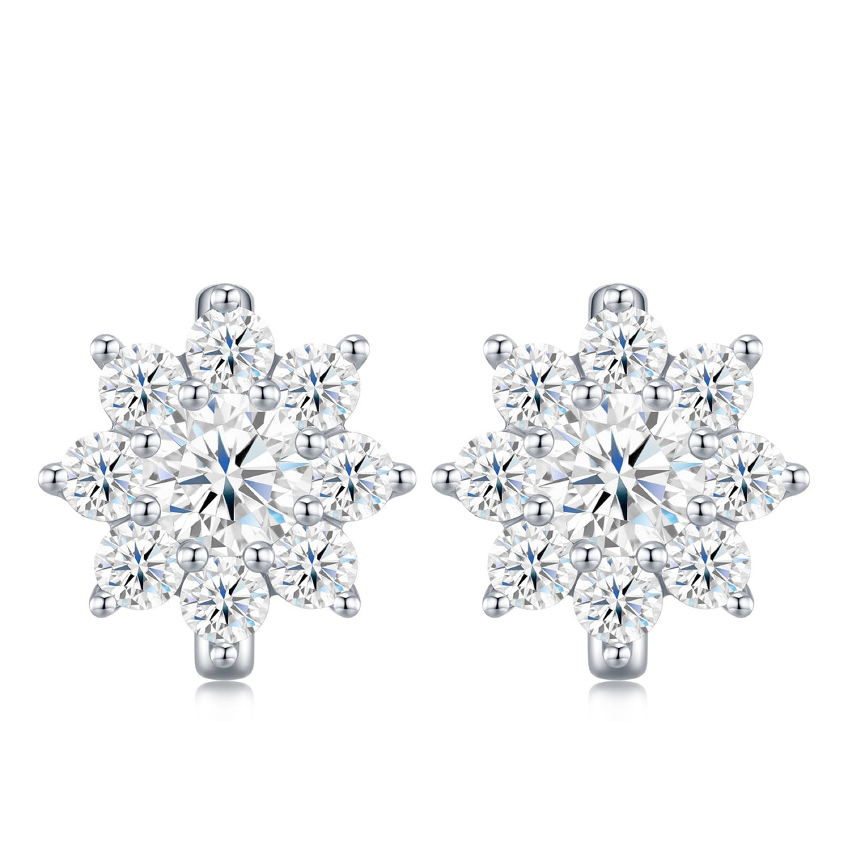 Fioccodineve Moissanite Flower Stud Earrings in Sterling Silver