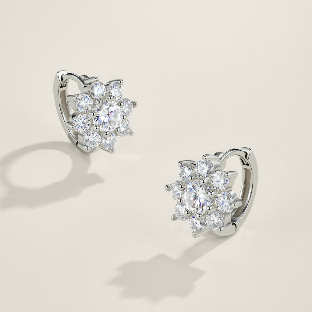 Fioccodineve Moissanite Flower Stud Earrings in Sterling Silver