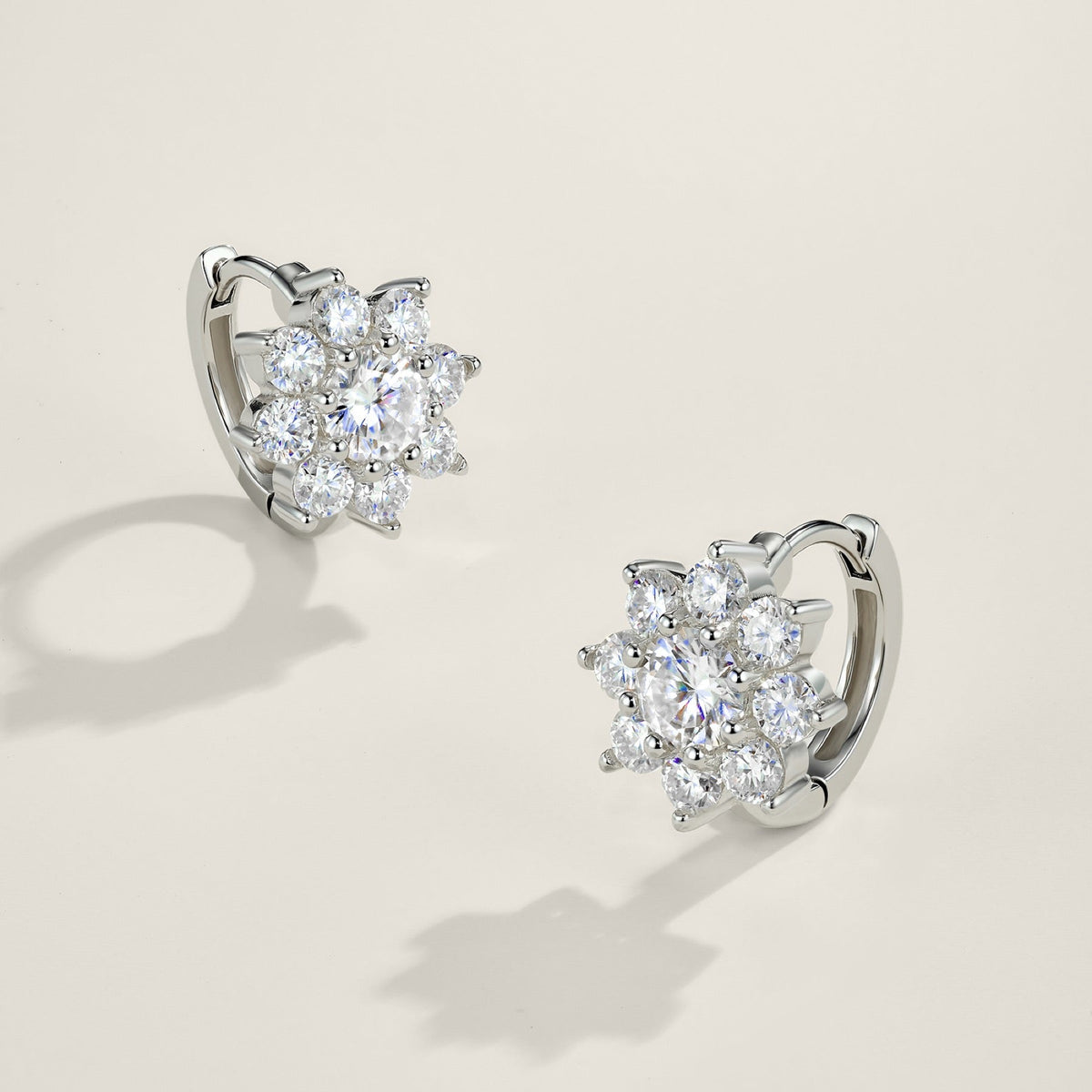 Fioccodineve Moissanite Flower Stud Earrings in Sterling Silver